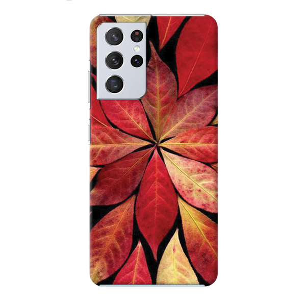 Red Leaf Printed Slim Cases and Cover for Galaxy S21 Ultra