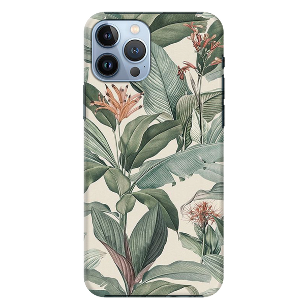 Green Leafs Printed Slim Cases and Cover for iPhone 13 Pro