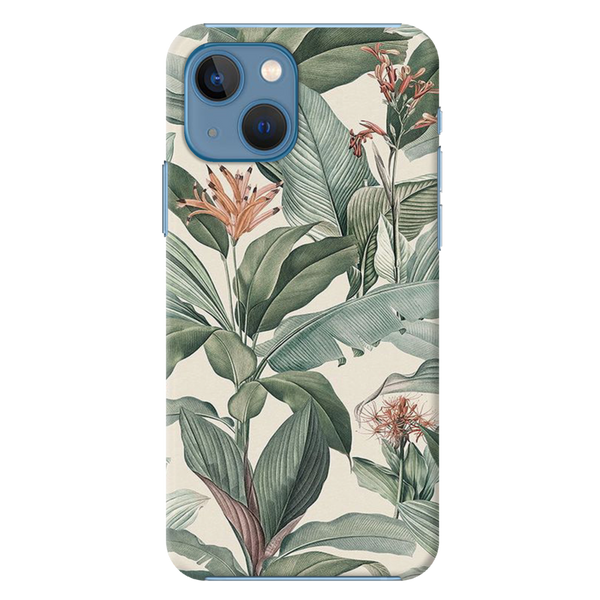Green Leafs Printed Slim Cases and Cover for iPhone 13 Mini