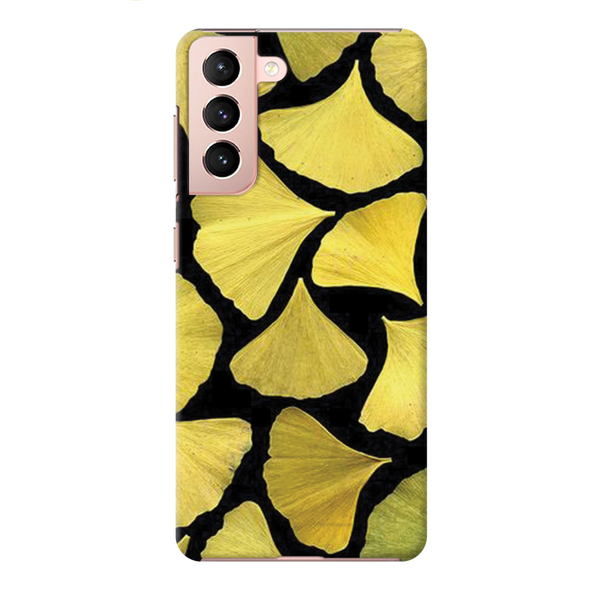 Yellow Leafs Printed Slim Cases and Cover for Galaxy S21