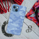 Blue and White Camouflage Printed Slim Cases and Cover for iPhone 13