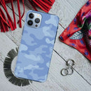 Blue and White Camouflage Printed Slim Cases and Cover for iPhone 13 Pro