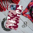 Maroon and White Camouflage Printed Slim Cases and Cover for iPhone 13 Mini
