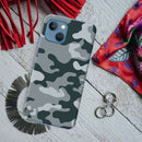 Olive Green and White Camouflage Printed Slim Cases and Cover for iPhone 13 Mini
