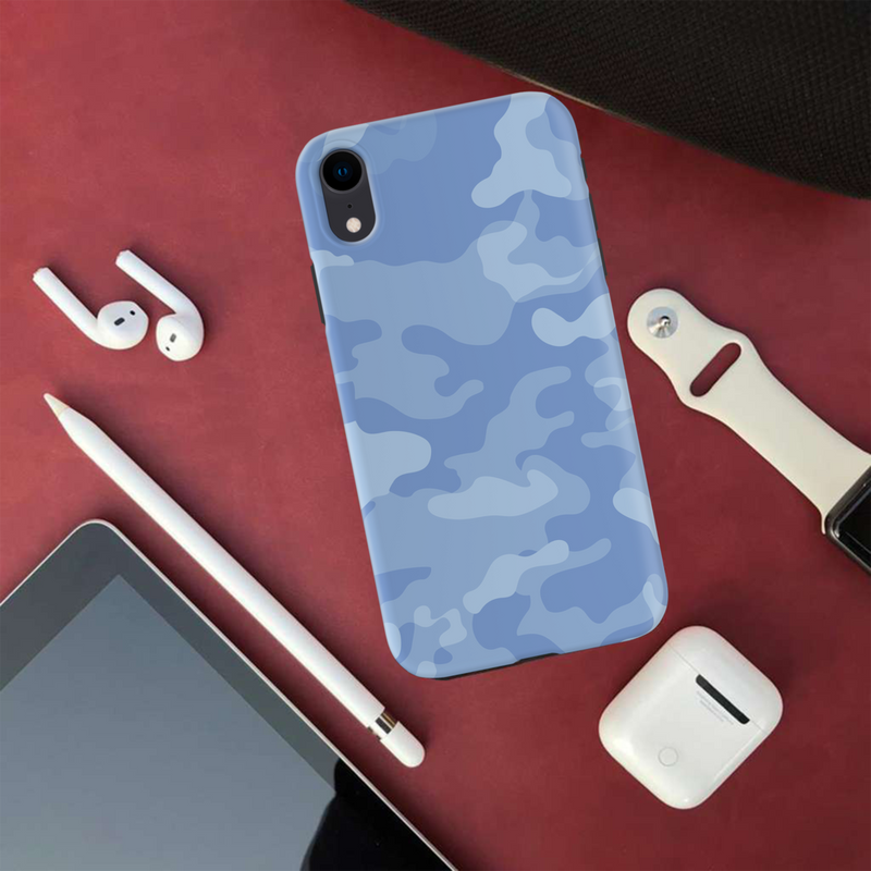 Blue and White Camouflage Printed Slim Cases and Cover for iPhone XR