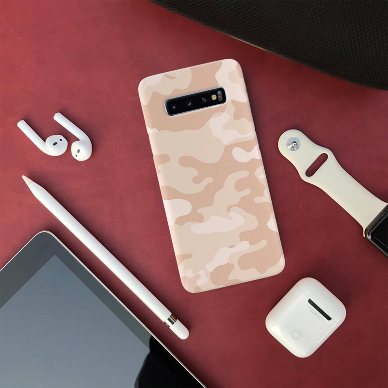 Cream and White Camouflage Printed Slim Cases and Cover for Galaxy S10 Plus
