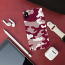 Maroon and White Camouflage Printed Slim Cases and Cover for iPhone XS