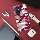 Maroon and White Camouflage Printed Slim Cases and Cover for OnePlus 9 Pro
