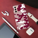 Maroon and White Camouflage Printed Slim Cases and Cover for Galaxy S21 Plus