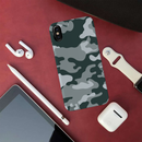 Olive Green and White Camouflage Printed Slim Cases and Cover for iPhone X