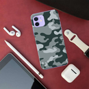 Olive Green and White Camouflage Printed Slim Cases and Cover for iPhone 12 Mini