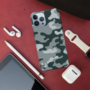 Olive Green and White Camouflage Printed Slim Cases and Cover for iPhone 13 Pro