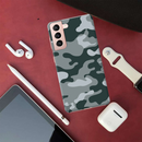 Olive Green and White Camouflage Printed Slim Cases and Cover for Galaxy S21 Plus