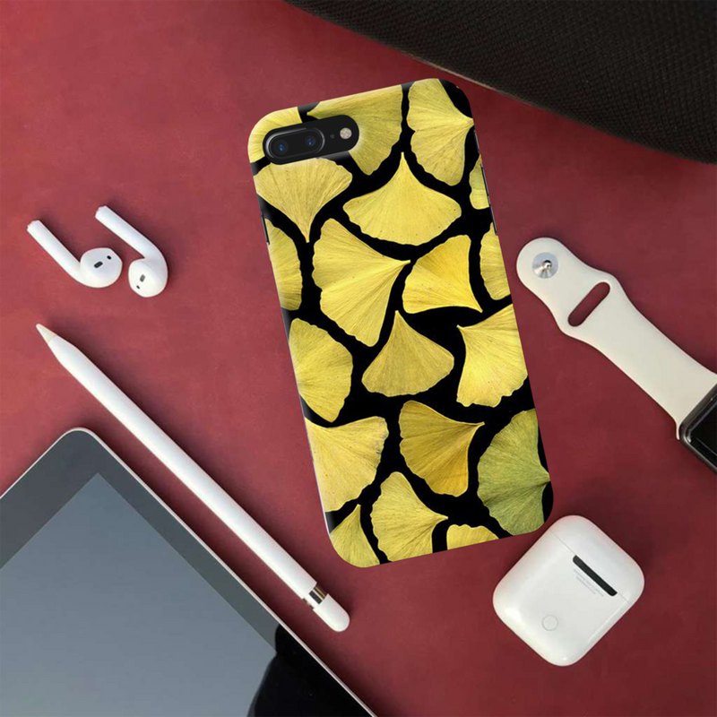 Yellow Leafs Printed Slim Cases and Cover for iPhone 8 Plus