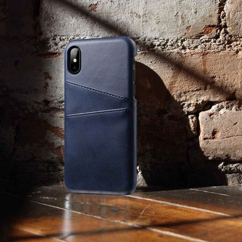 Navy Blue Leather Mobile Cover for Iphone XS