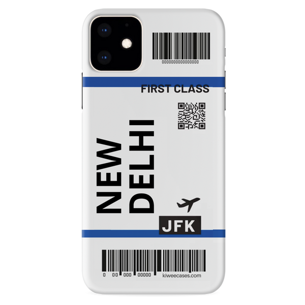 Flying to New Delhi Flight Ticket Mobile Case For Iphone 11
