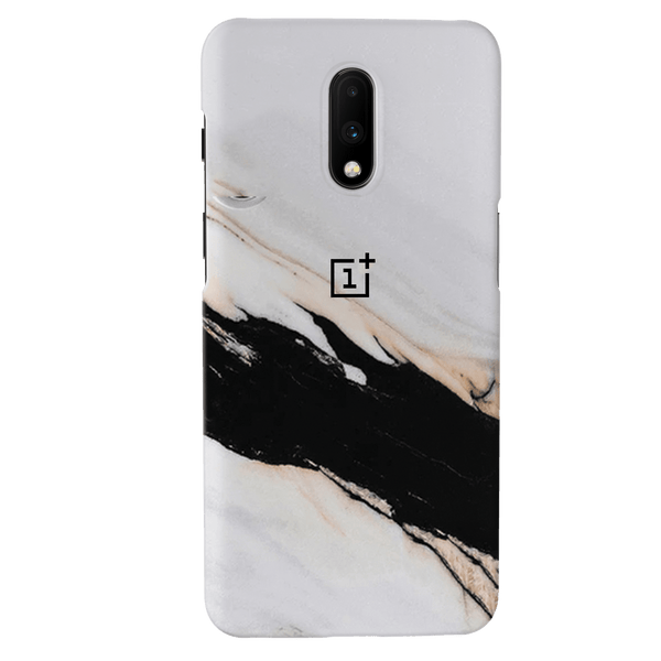 Black Patch White Marble Pattern Mobile Case Cover For Oneplus 7