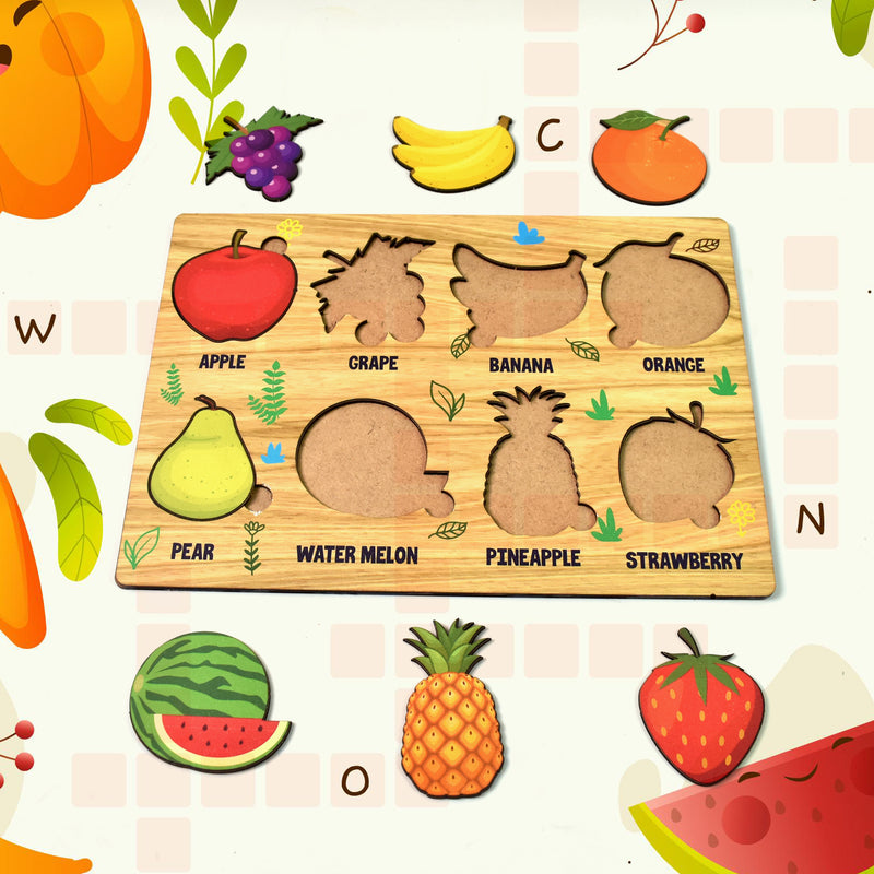 Fruit-Filled Fun! Educational Wooden Puzzle for Toddlers & Kids