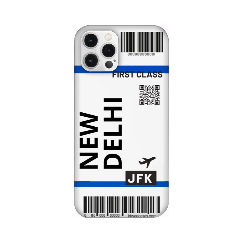 Flying to New Delhi Flight Ticket Pattern Mobile Case Cover for iPhone 12/ iPhone 12 Mini/ iPhone 12 Pro/ iPhone 12 Pro Max