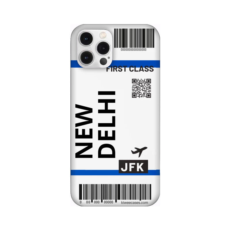 Flying to New Delhi Flight Ticket Pattern Mobile Case Cover for iPhone 12/ iPhone 12 Mini/ iPhone 12 Pro/ iPhone 12 Pro Max