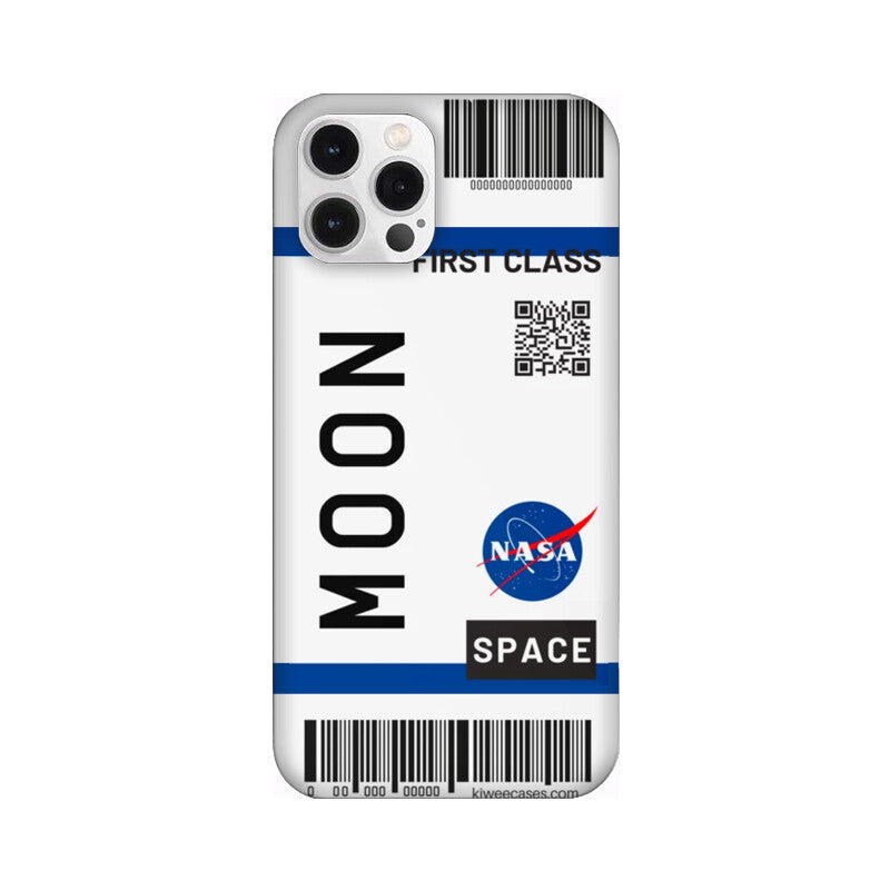 Flying to Moon Flight Ticket Pattern Mobile Cover for iPhone 12/ iPhone 12 Mini/ iPhone 12 Pro/ iPhone 12 Pro Max