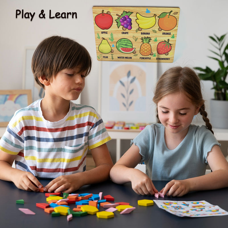 Fruit-Filled Fun! Educational Wooden Puzzle for Toddlers & Kids