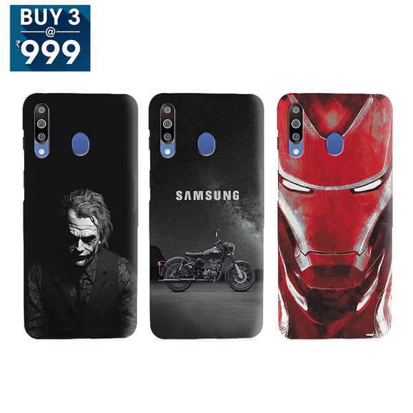 Combo Offer On Biker, Iron Man And Joker Pattern Mobile Case For Galaxy M30 ( Pack Of 3 )