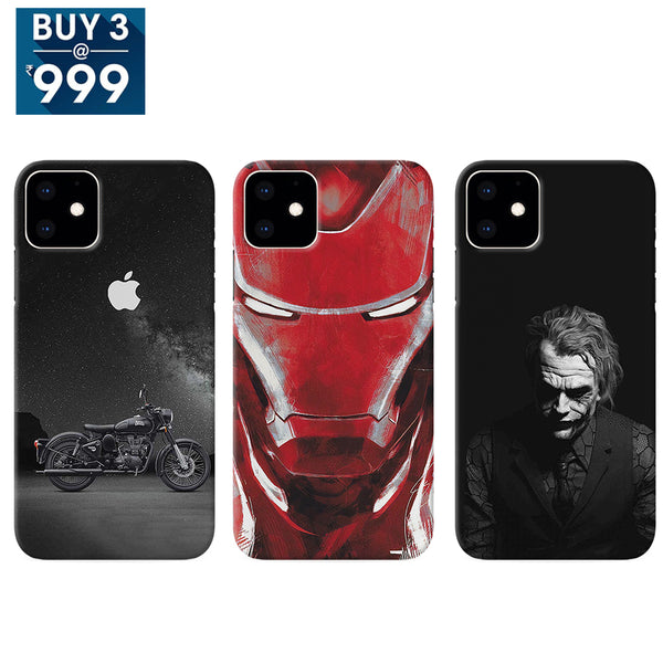 Combo Offer On Biker, Iron Man And Joker Pattern Mobile Case For iPhone 11 Pro ( Pack Of 3 )