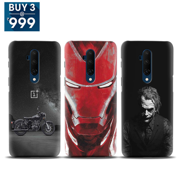 Combo Offer On Joker, Biker, Joker And Iron Man Pattern Mobile Case For Oneplus 7T Pro ( Pack Of 3 )