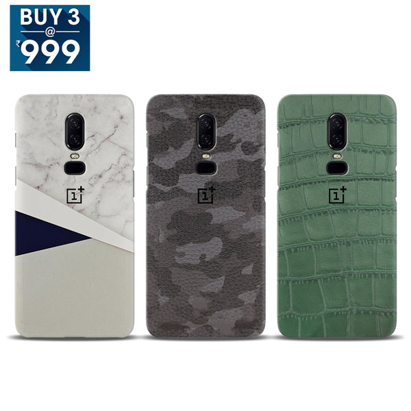 Combo Offer On Red Camo, Marble Colours And Green Pattern Mobile Case For Oneplus 6 ( Pack Of 3 )