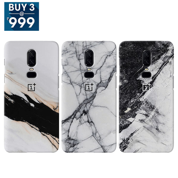 Combo Offer On Natural Marble Pattern Mobile Case For Oneplus 6 ( Pack Of 3 )