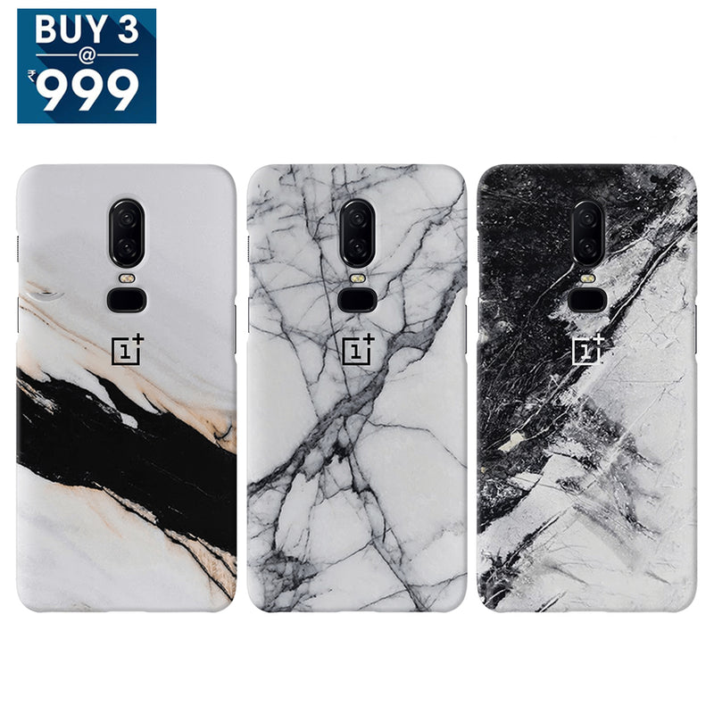 Combo Offer On Natural Marble Pattern Mobile Case For Oneplus 6 ( Pack Of 3 )