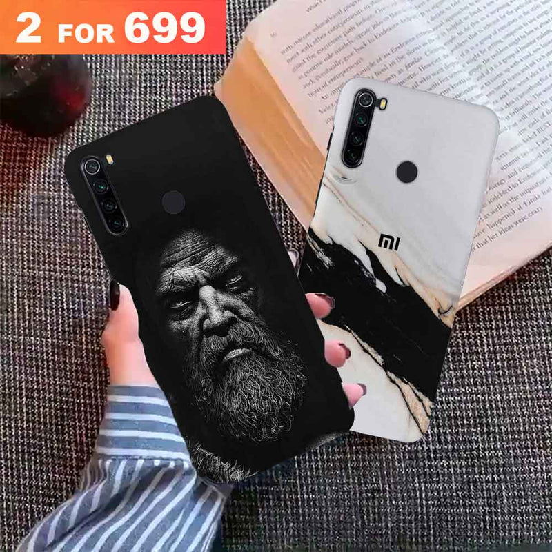 Combo Offer On Beard Man And Marble Pattern Mobile Case For Redmi Note 8 ( Pack Of 2 )