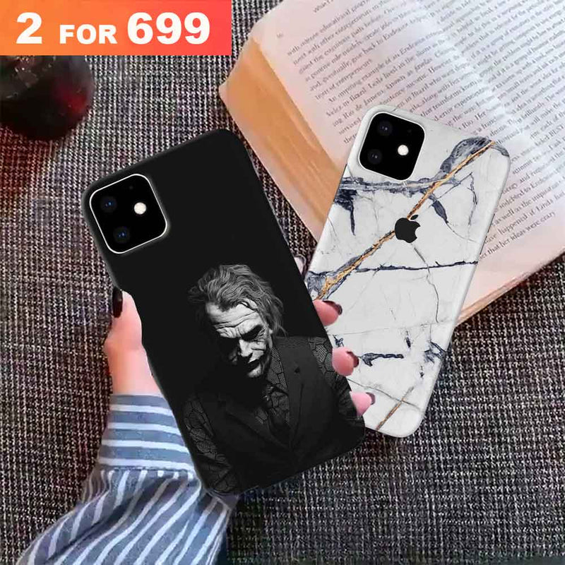 Combo Offer On Black And White Joker And Marble Pattern Mobile Case For IPhone 11 ( Pack Of 2 )