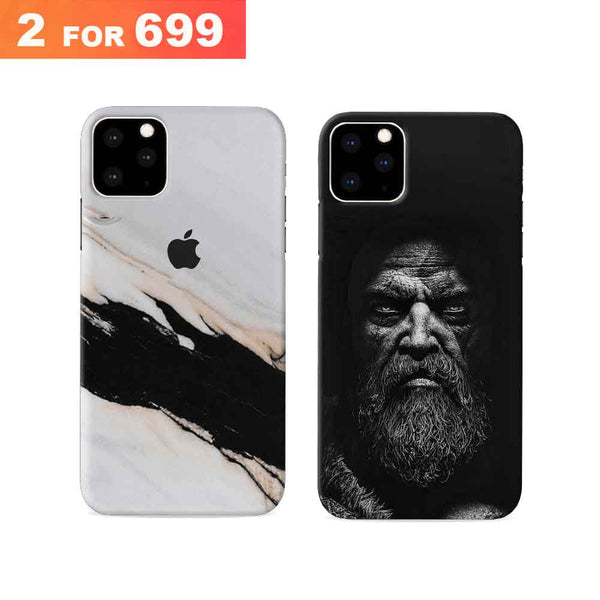 Combo Offer On Joker And Designed Marble Pattern Mobile Case For iPhone 11 Pro ( Pack Of 2 )