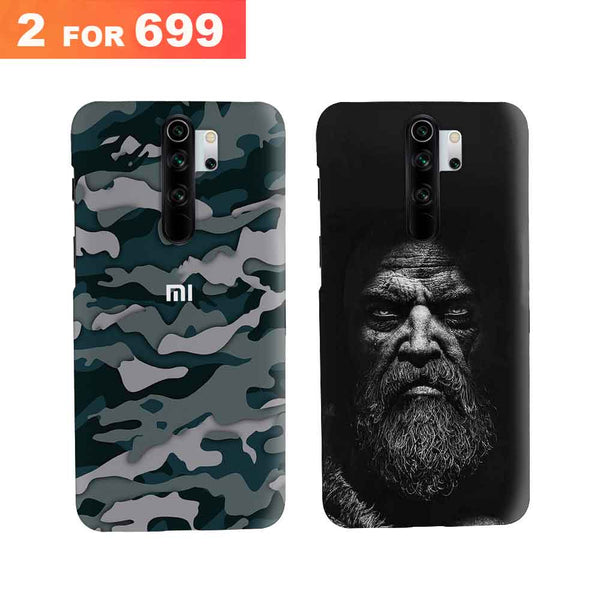 Combo Offer On Beard Man And Green Camo Pattern Mobile Case For Redmi Note 8 Pro ( Pack Of 2 )