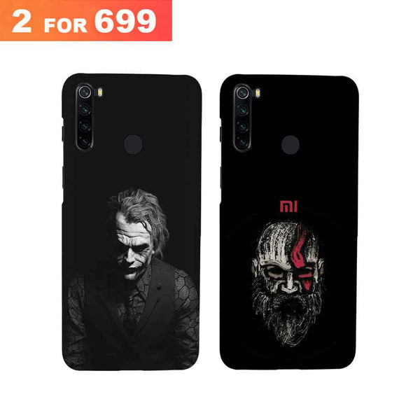 Combo Offer On Black And White Joker And Old Beard Man Pattern Mobile Case For Redmi Note 8 ( Pack Of 2 )