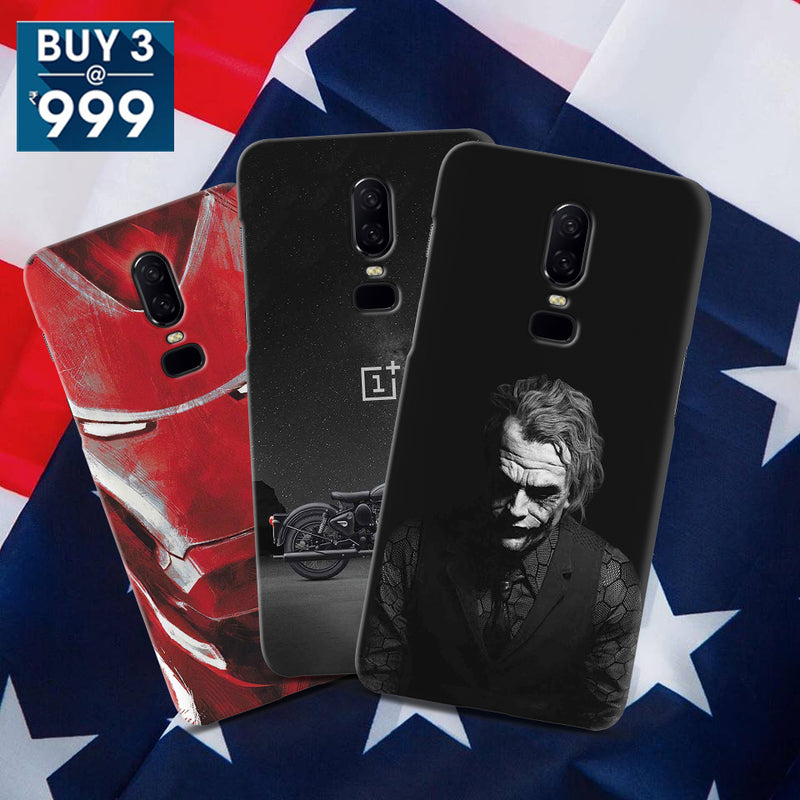 Combo Offer On Biker, Iron Man And Joker Pattern Mobile Case For Oneplus 6 ( Pack Of 3 )