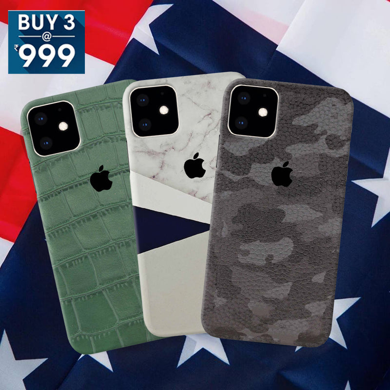 Combo Offer On Marble And Blue, Camo And Green Boxes Pattern Mobile Case For iPhone 11 Pro Max ( Pack Of 3 )