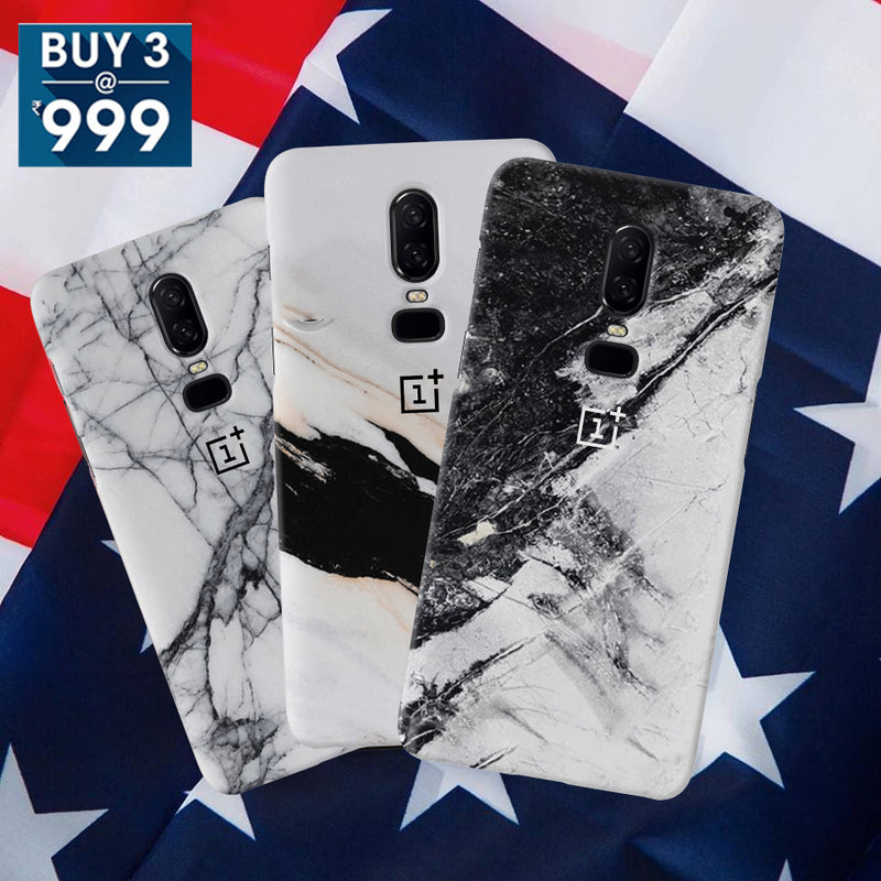 Combo Offer On Natural Marble Pattern Mobile Case For Oneplus 6 ( Pack Of 3 )