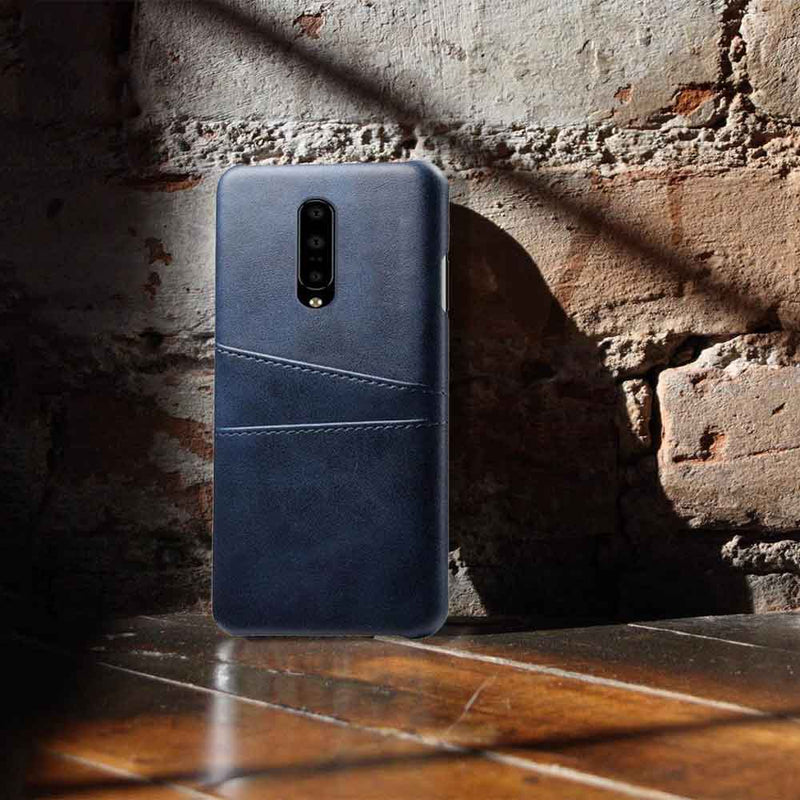 Navy Blue Leather Mobile Cover for Oneplus 7 Pro