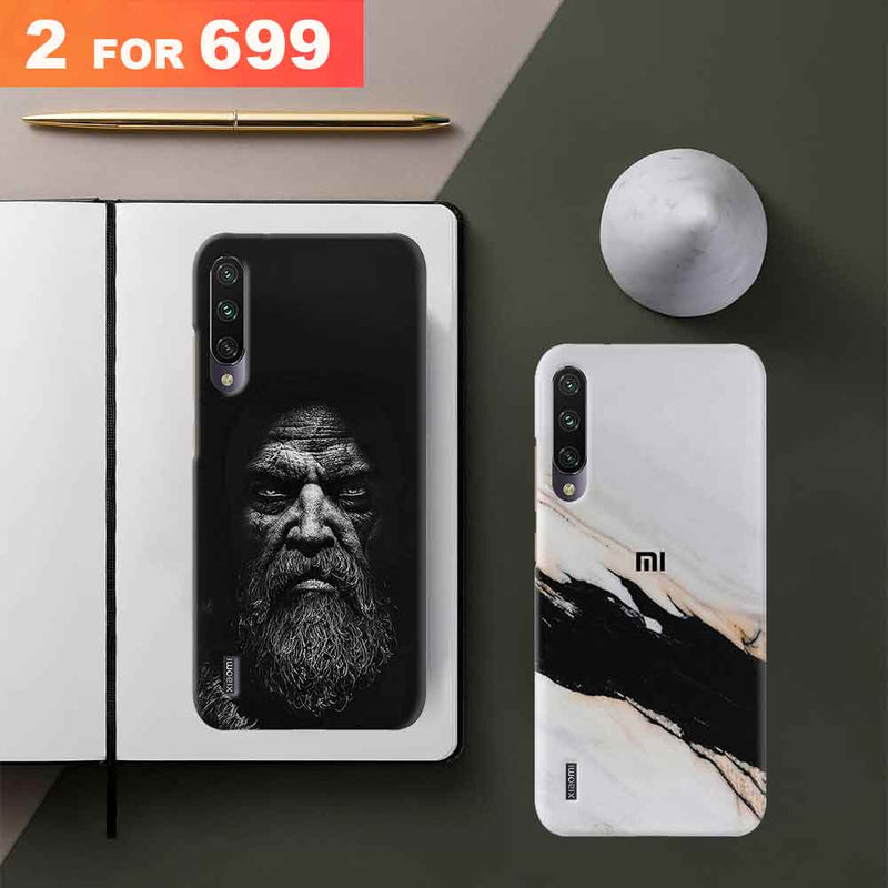 Combo Offer On Beard And Marble Pattern Mobile Case For Redmi A3 ( Pack Of 2 )