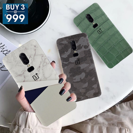 Combo Offer On Red Camo, Marble Colours And Green Pattern Mobile Case For Oneplus 6 ( Pack Of 3 )