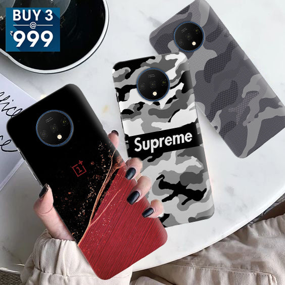 Combo Offer On Red And Black , Superme And Camo Pattern Mobile Case For Oneplus 7T  ( Pack Of 3 )
