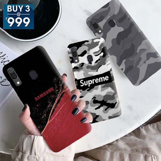 Combo Offer On Red And Black, Superme And Camo Pattern Mobile Case For Galaxy  A20  ( Pack Of 3 )
