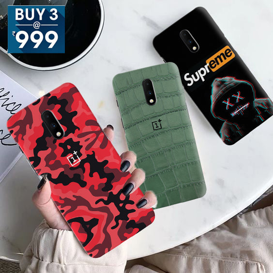 Combo Offer On Red Camo, Superme And Green Pattern Mobile Case For Oneplus 7 ( Pack Of 3 )