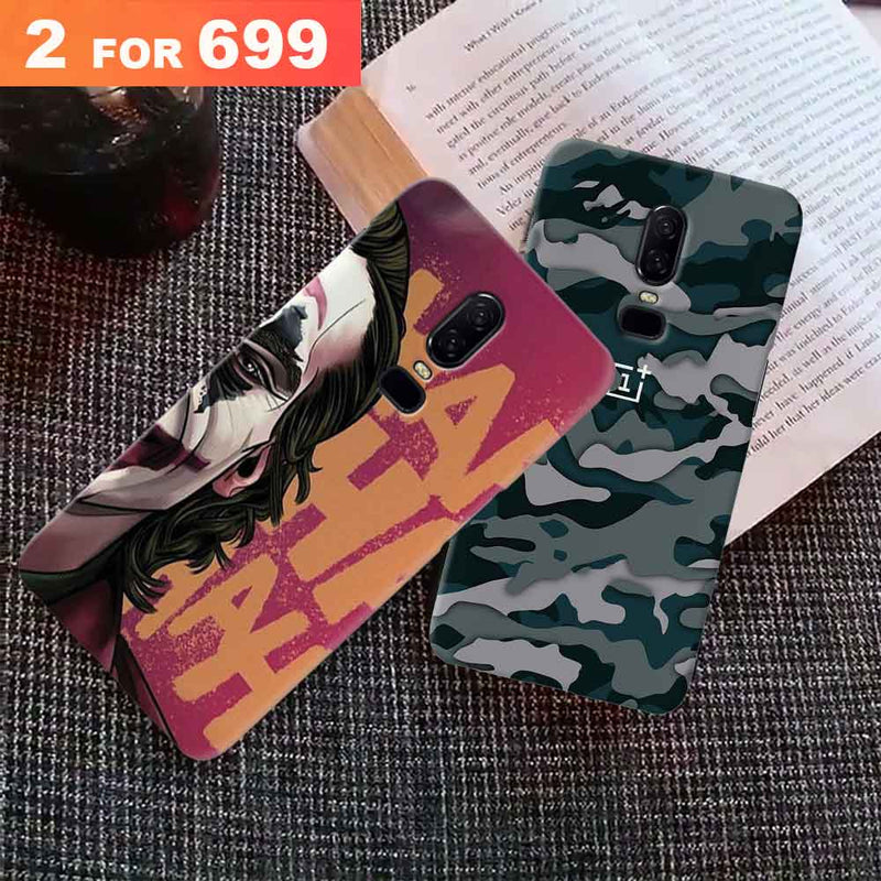 Combo Offer On Joker And Green Camo Pattern Mobile Case For Oneplus 6 ( Pack Of 2 )