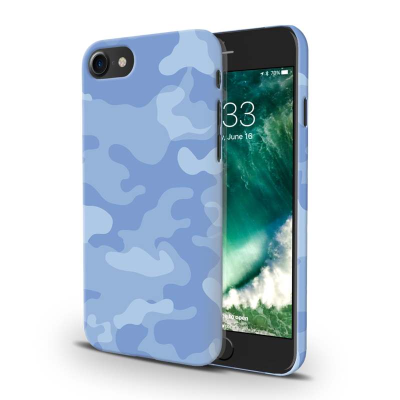 Blue and White Camouflage Printed Slim Cases and Cover for iPhone 8