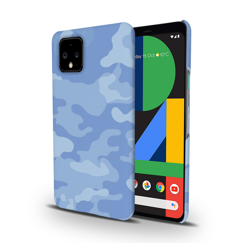 Blue and White Camouflage Printed Slim Cases and Cover for Pixel 4 XL