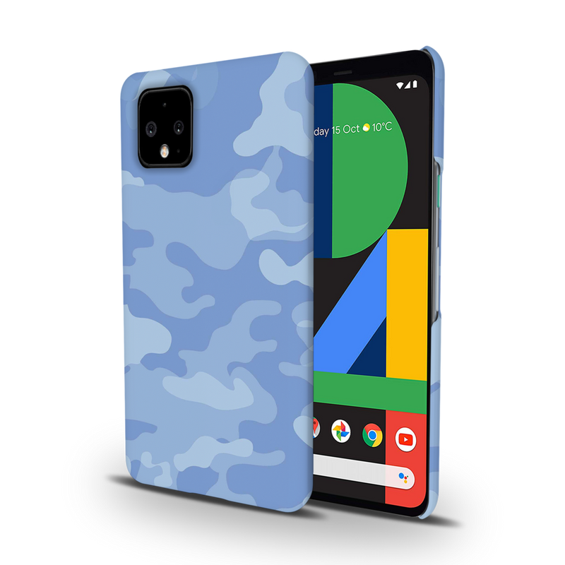 Blue and White Camouflage Printed Slim Cases and Cover for Pixel 4